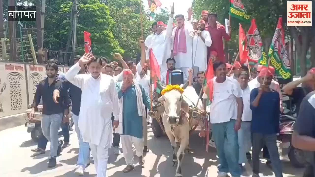 Baghpat: SP Workers Hold Protest, Take Out Bullock Cart Rally Over NEET Paper Leak, Price Rise and Law & Order Issues