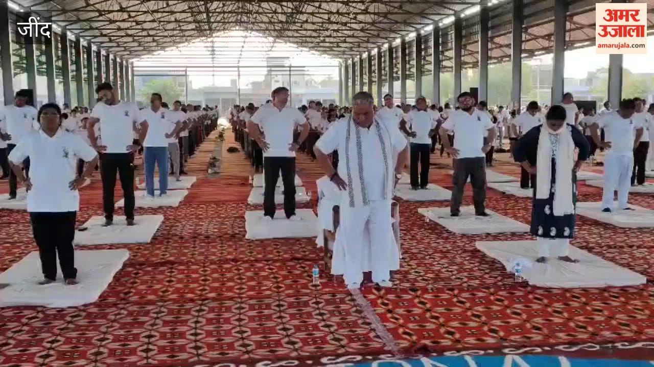 A massive crowd gathered at the New Grain Market in Jind on International Yoga Day, in the presence of Cabinet Minister Krishan Lal Panwar and Deputy Commissioner Dr. Vaishali Sharma.