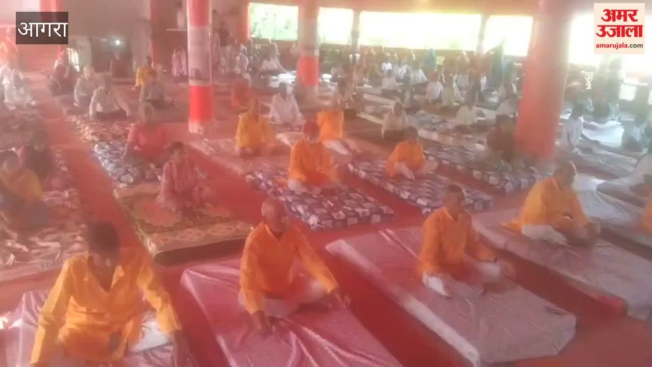 Yoga camp held at ramlal vradh ashram on International Yoga Day in Agra