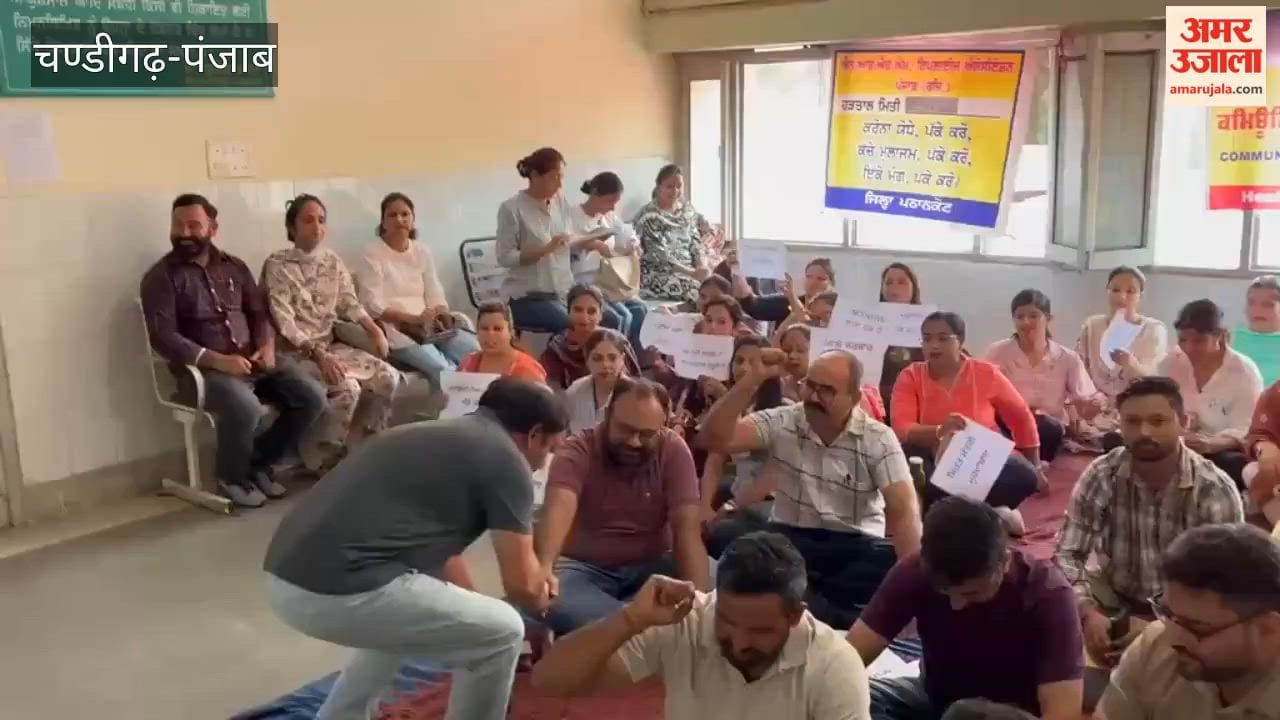 NHM employees in Pathankot went on strike over their demands.