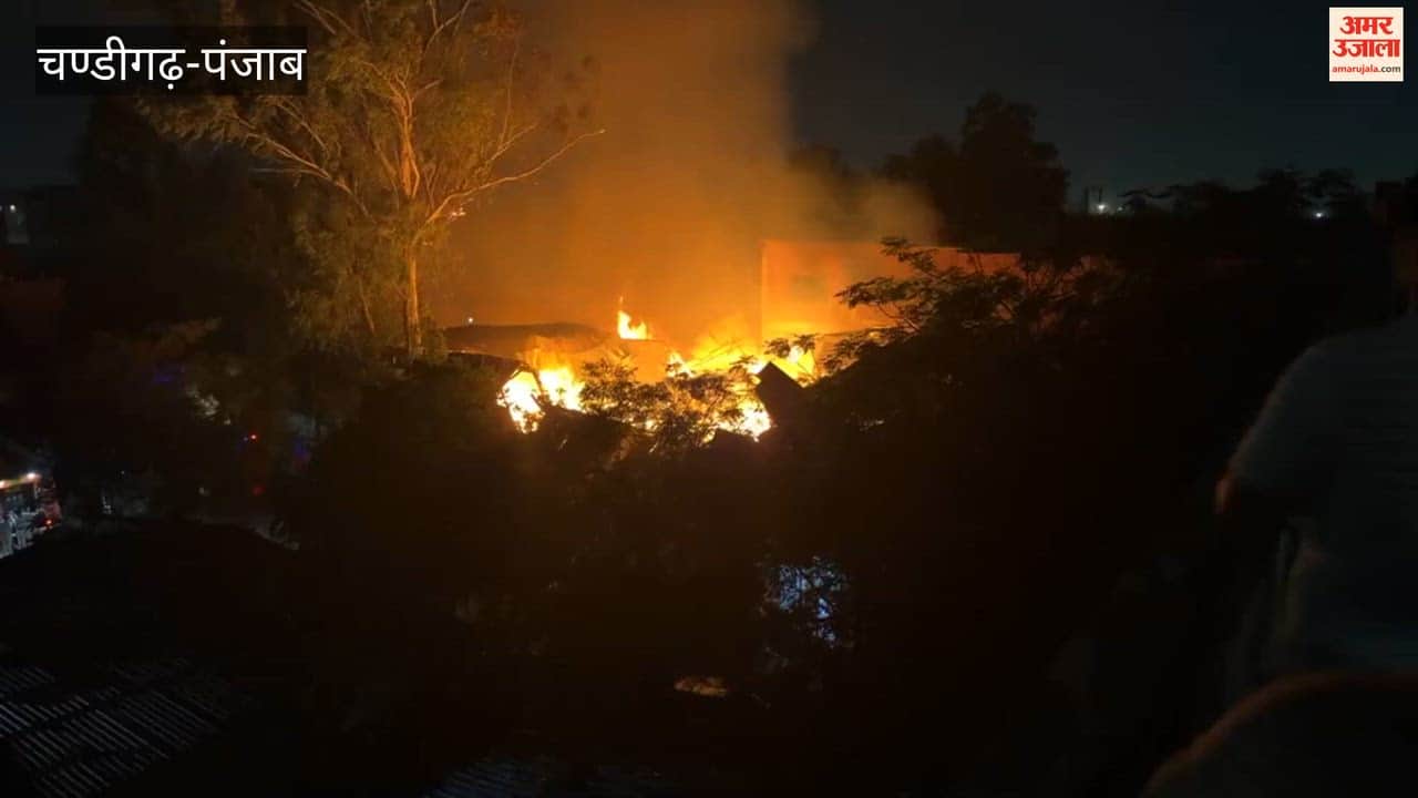 Fire breaks out at a cardboard factory in Chandigarh Dadua village