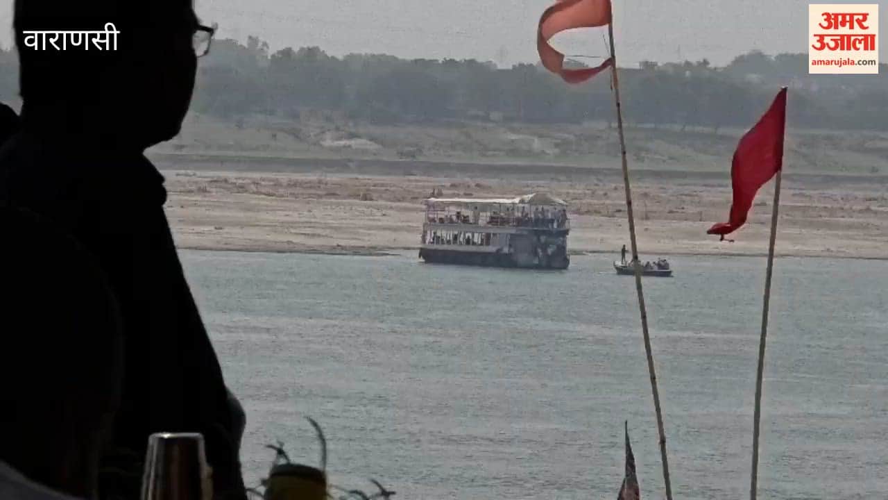 Cruise stuck in the Ganges off Assi Ghat tourists await relief