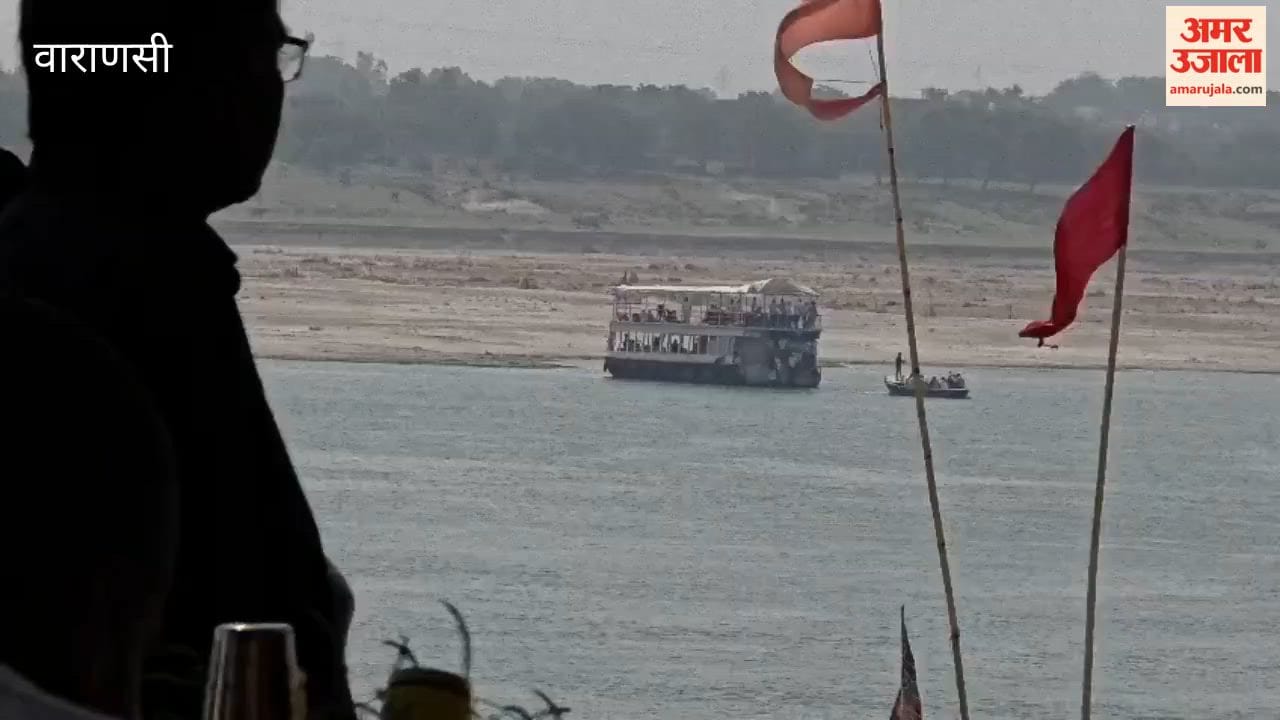 Cruise stuck in the Ganges off Assi Ghat tourists await relief