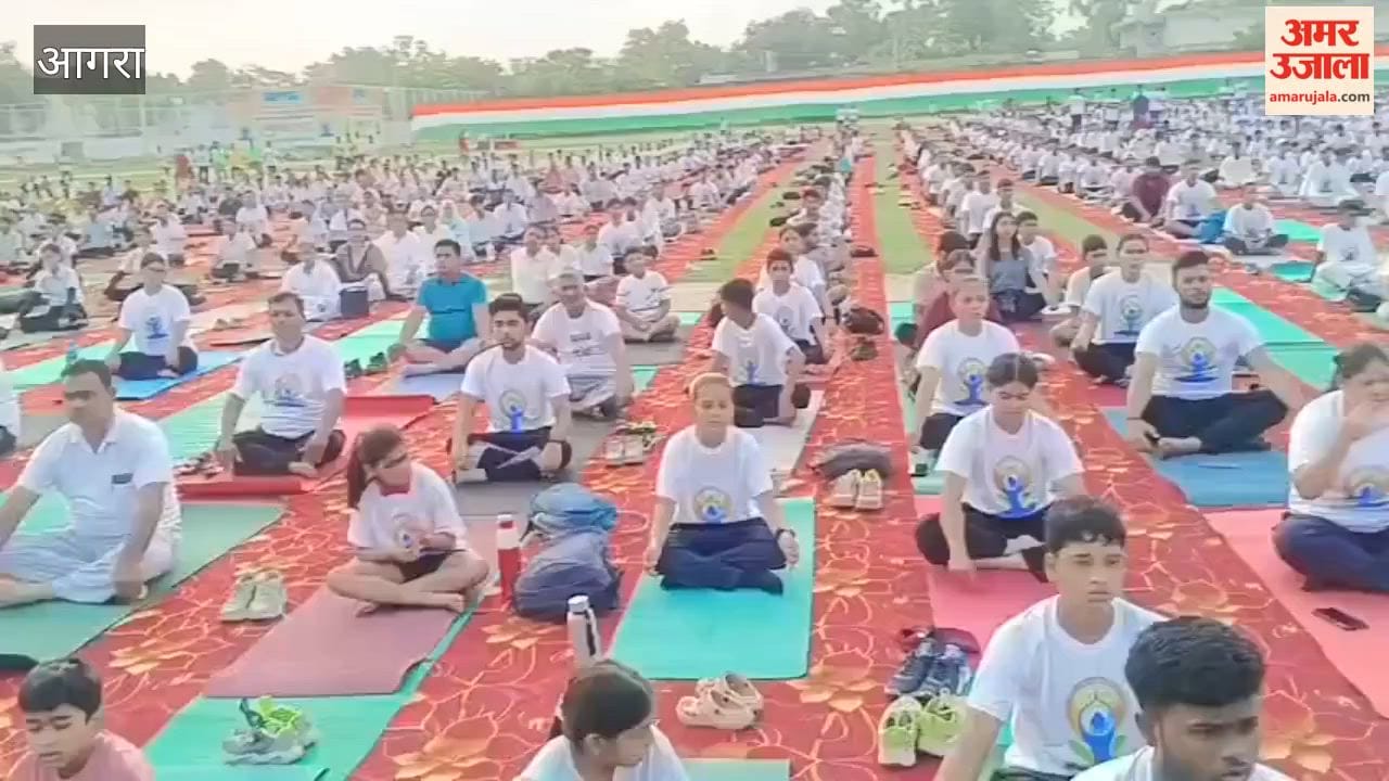 Yoga camp held at Ekalavya Stadium on International Yoga Day in Agra