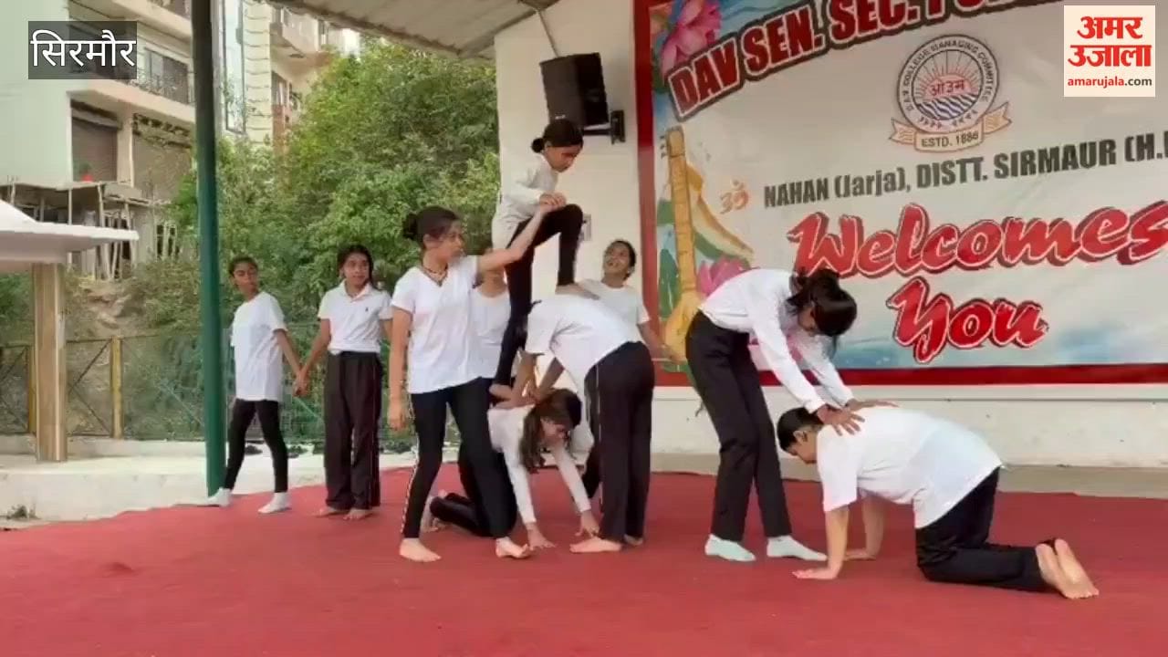 Sirmour Students demonstrated the art of yoga and various asanas through a skit