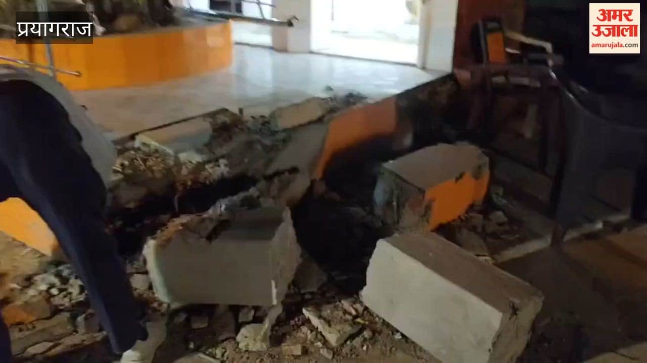 A temple platform and wall were damaged after being hit by a DJ system that was part of a Muharram procession.