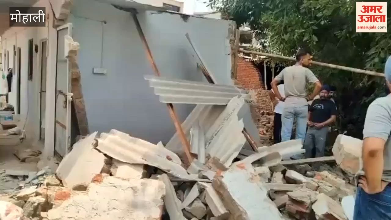 Municipal Corporation's bulldozer razes illegal encroachments along a pond in Mohali.