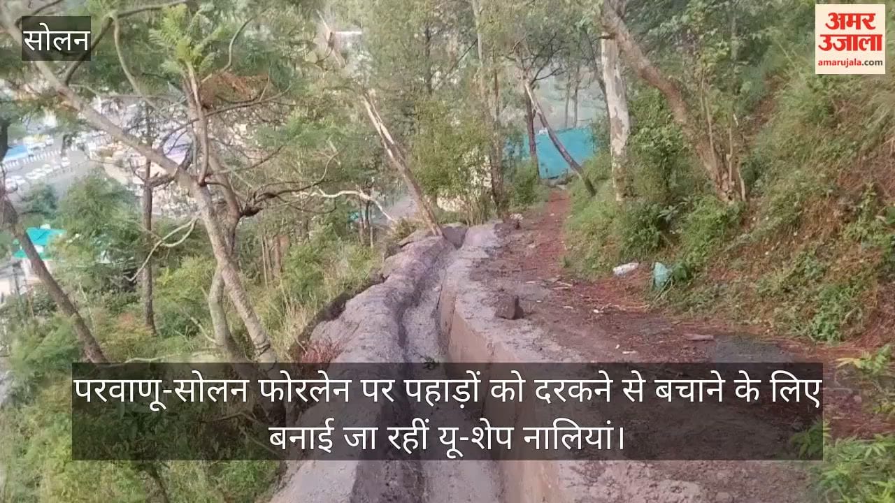 U-shaped drains are being constructed on the Parwanoo-Solan four-lane