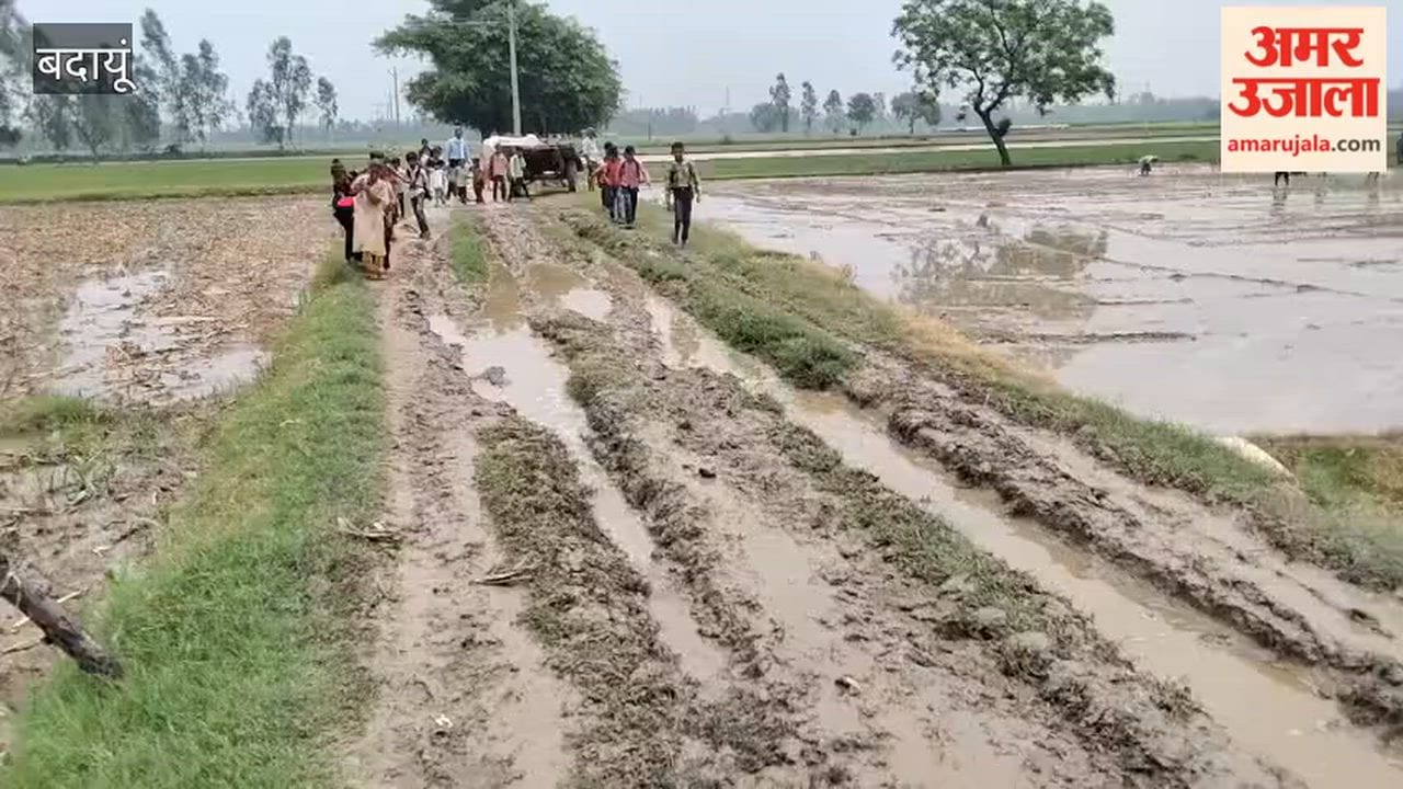 Potholes and mud on the road to the merged school in Badaun