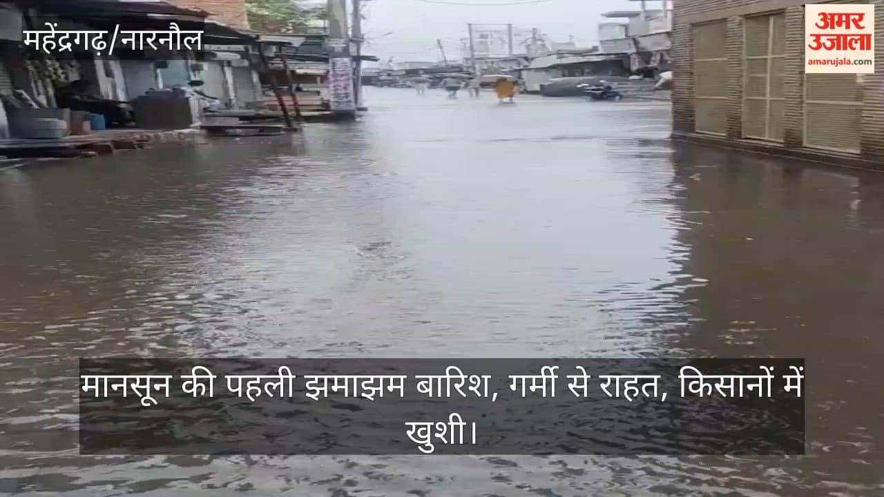Narnaul: Nangal Chaudhary receives first heavy monsoon rainfall; relief from the heat, farmers delighted.