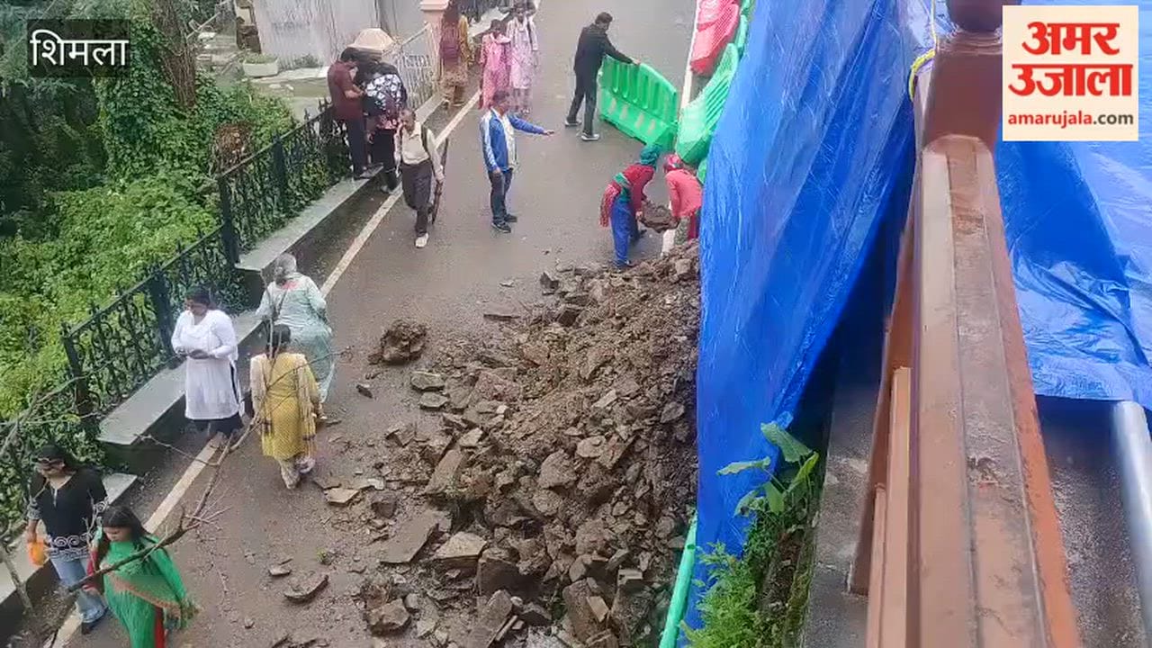 Shimla Ridge Collapse Rain causes railing damage at historic Ridge Ground