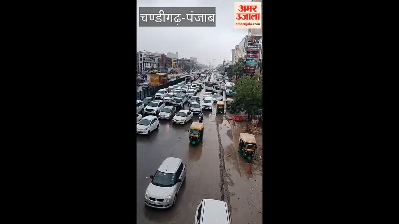 Heavy rain causes long traffic jam in Zirakpur