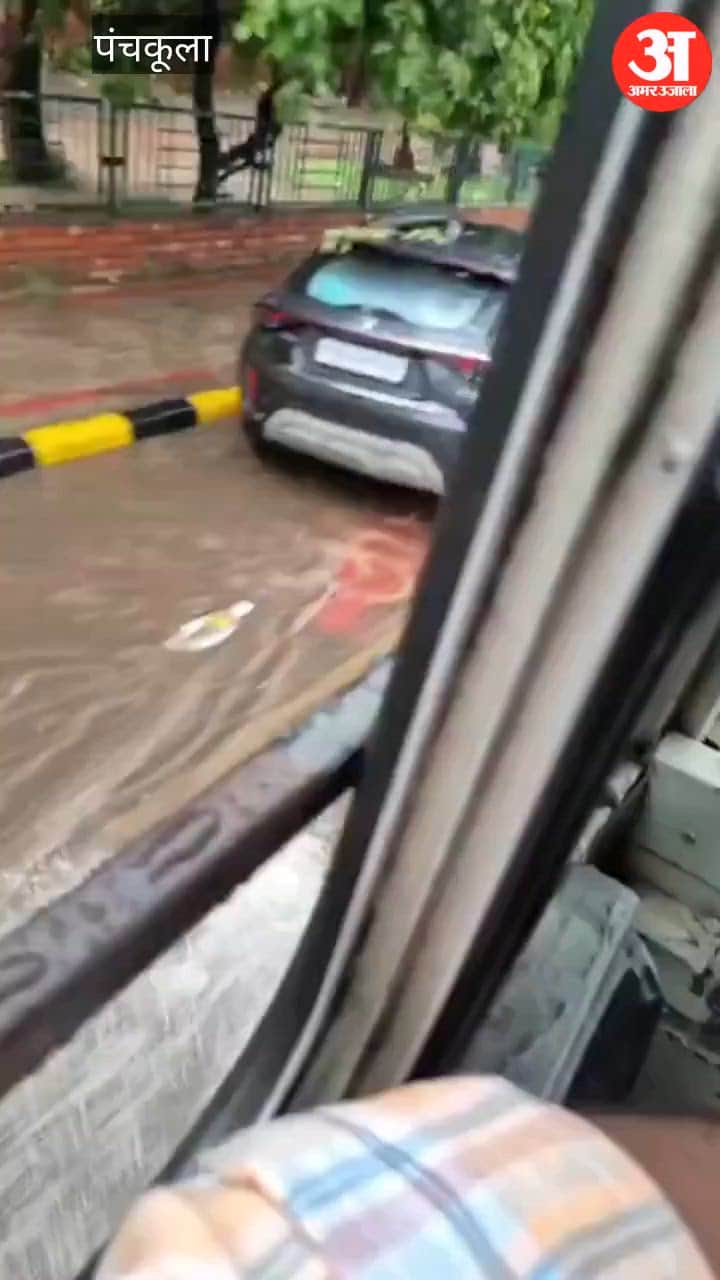 Waterlogged roads in Panchkula
