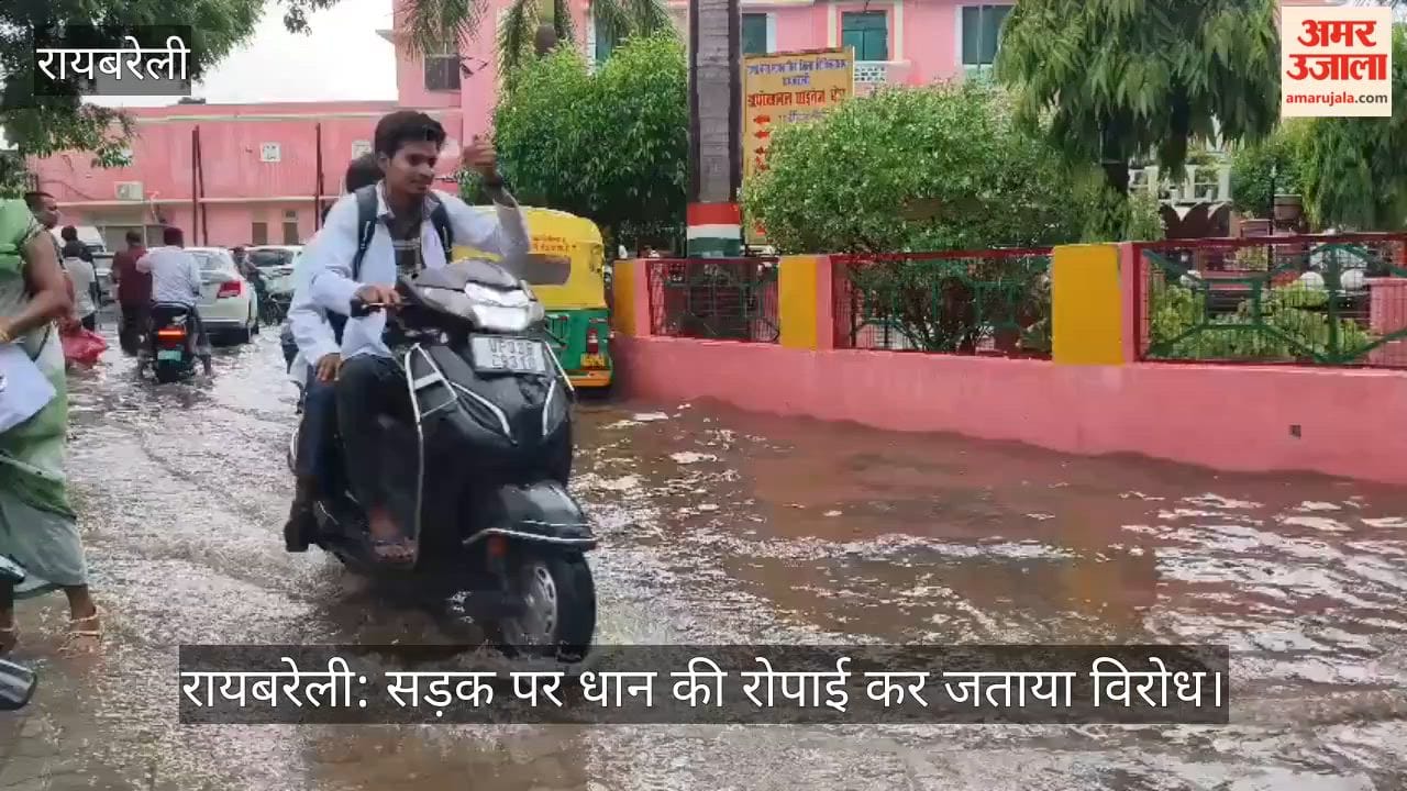 रायबरेली: सड़क पर धान की रोपाई कर जताया विरोध