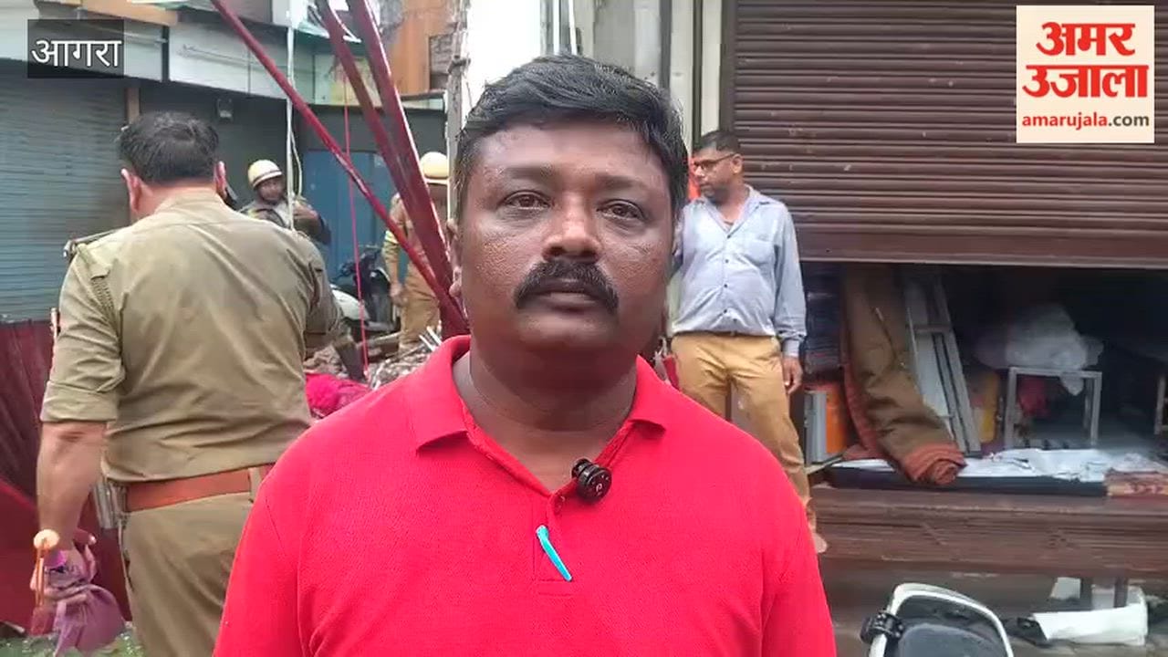 Shop collapses amidst rain in Agra