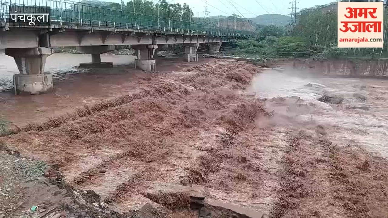 Impact of rain in the hills: Ghaggar River in spate in Panchkula; administration issues alert.