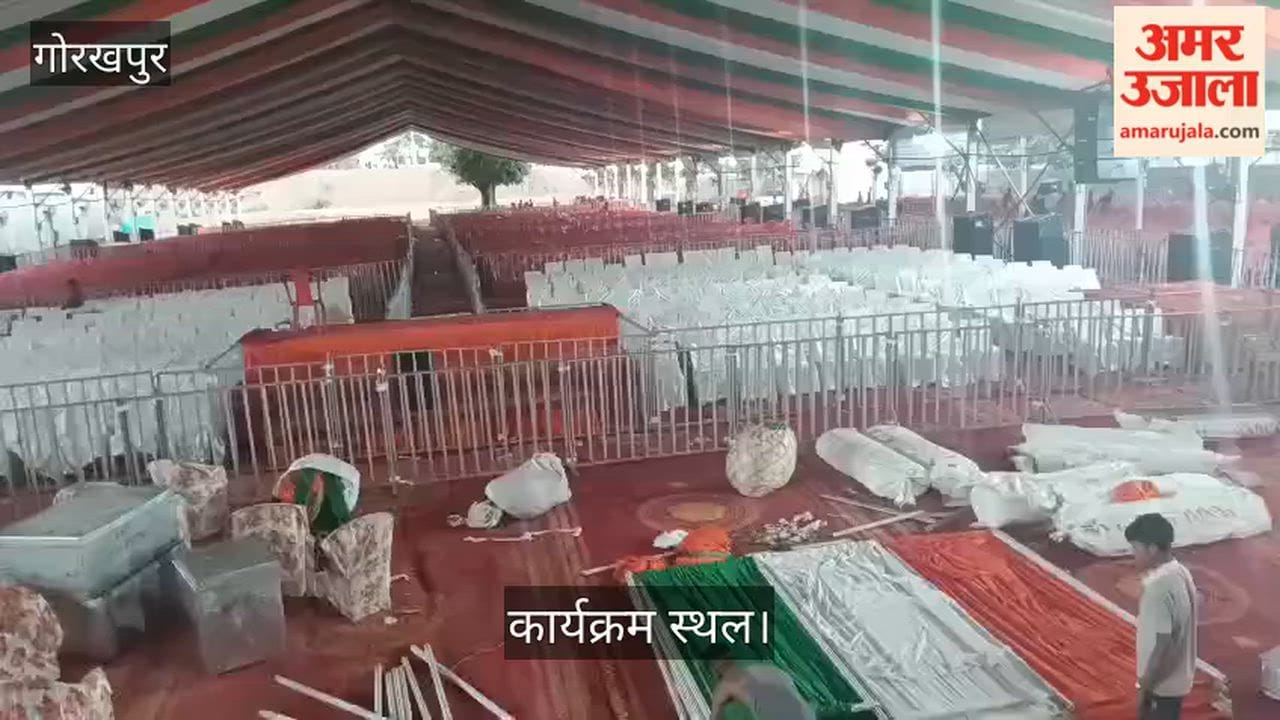 The pandal is decked out and ready; awaiting the Chief Minister.