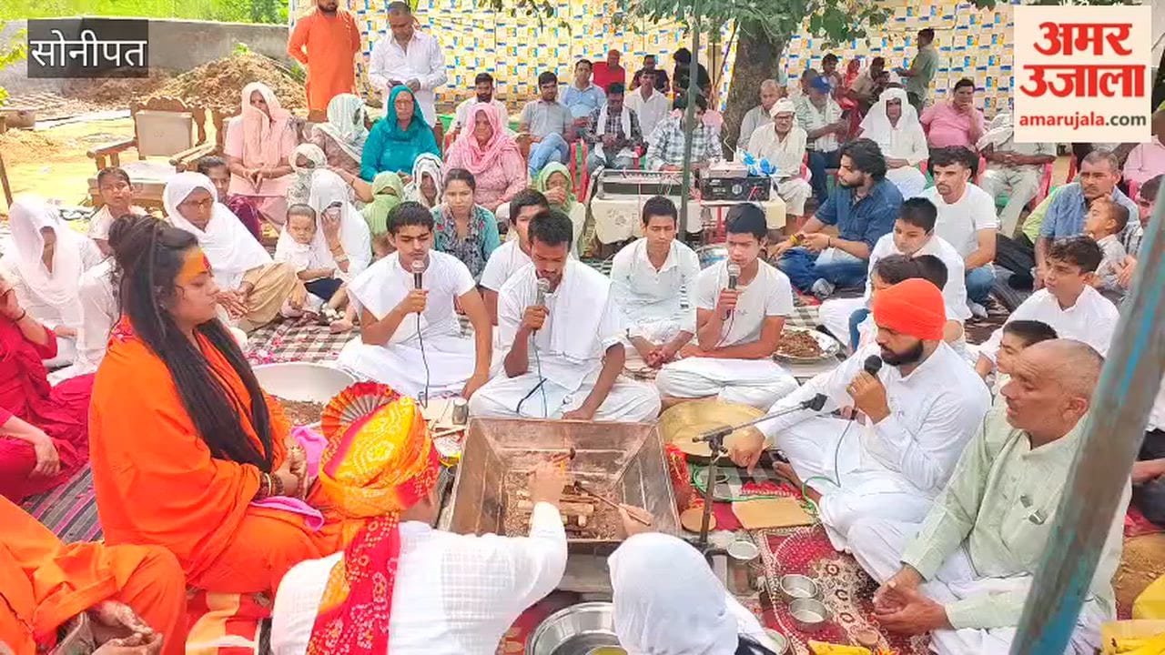 'Tehravin' ceremony organized for Nandini, the sacred cow, in Tihar Khurd, Sonipat.
