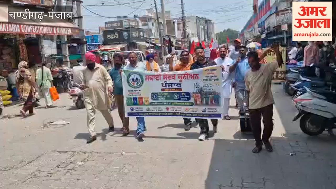 Sanitation workers took out a protest march