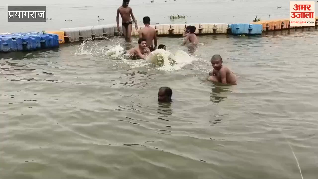 Yamuna River in spate in Prayagraj; flow of the Ganga also intensifies.