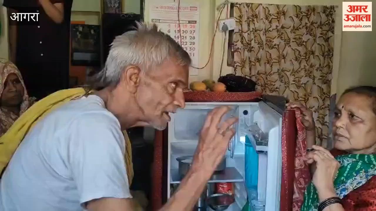 An ice Shivling formed in fridge in agra