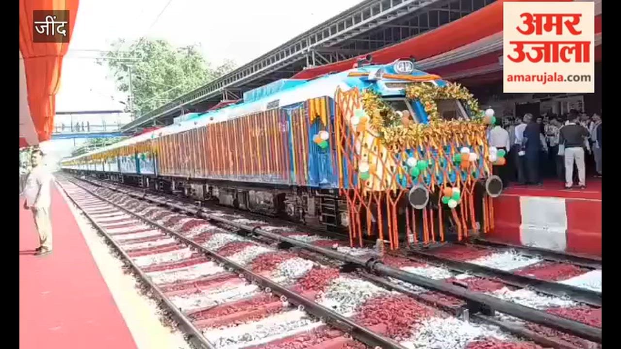 stage has been set up for Prime Minister Narendra Modi, and a hydrogen-powered train, decorated with flowers, stands ready at Platform 1 for him to flag off