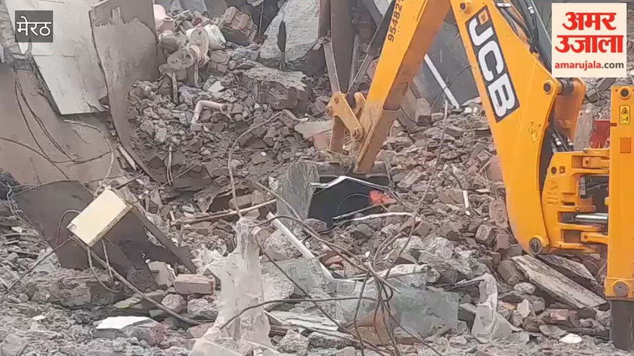 Meerut: Debris from demolished shops removed from Central Market.