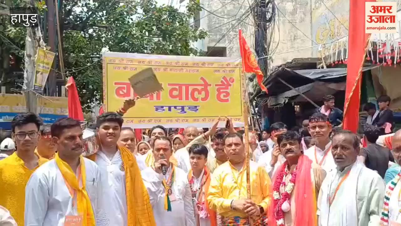 Lord Jagannath set out on procession through town aboard chariot accompanied by Subhadra and Dau In Hapur