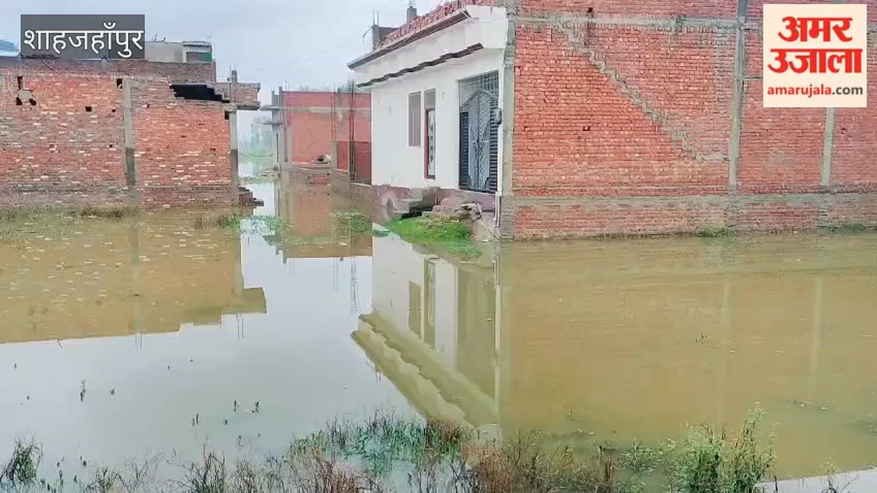 Rainwater accumulated in front of houses in Shahjahanpur