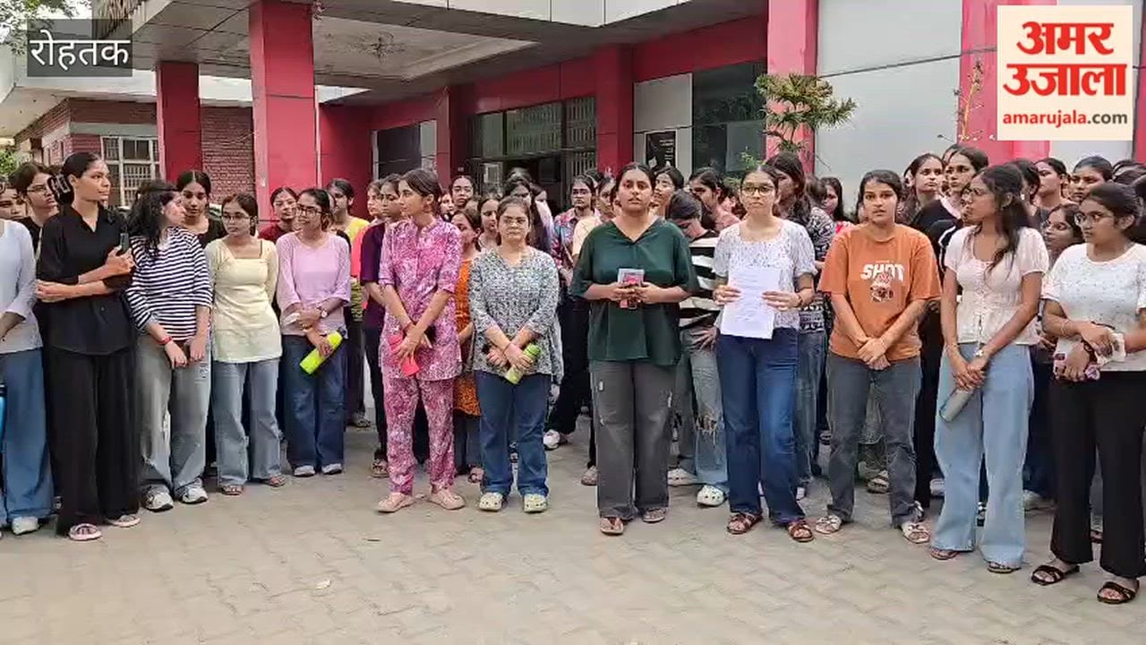 Students staged a protest in Rohtak following the death of a student.