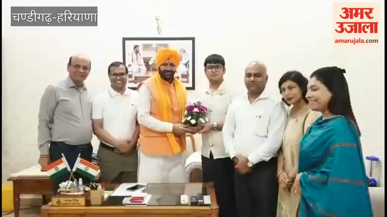 CM Nayab Singh Saini met Panshul Bansal, who secured AIR-2 in NEET-UG.