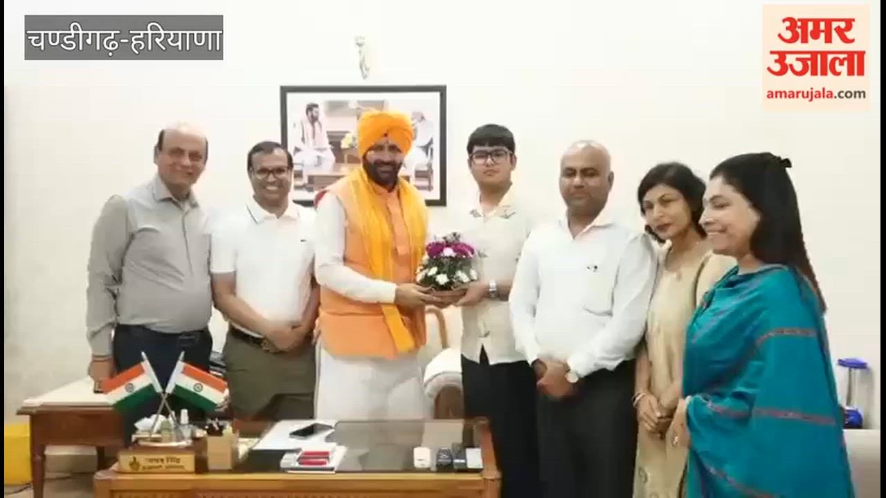 CM Nayab Singh Saini met Panshul Bansal, who secured AIR-2 in NEET-UG.