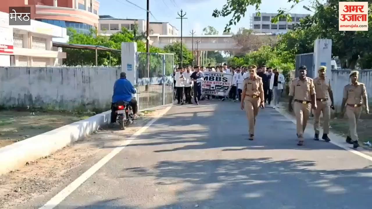 Intern doctors took out a march at the medical college to demand a hike in their stipend.