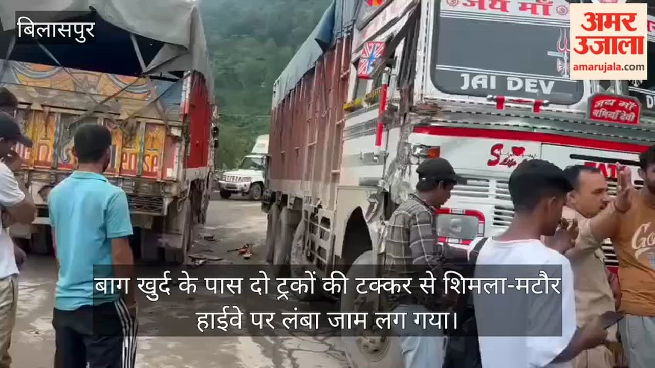 two multi axle trucks collide near bag khurd long traffic jam on shimla matour highway