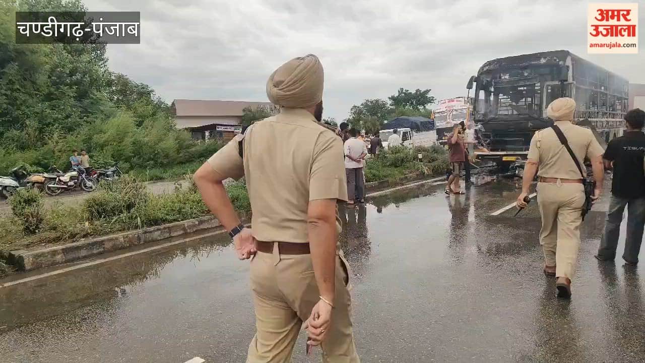 Accident in Pathankot Bus runs over scooter rider two killed angry mob sets bus on fire