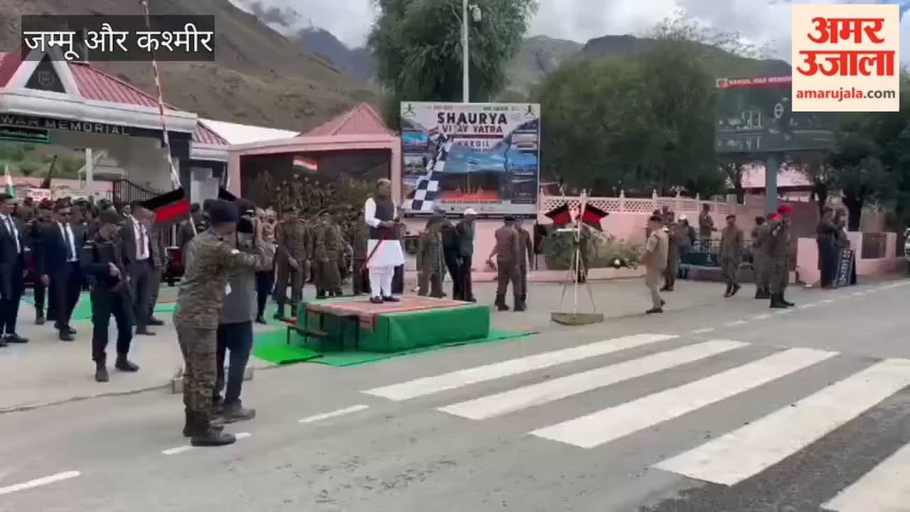 Defence Minister Rajnath Singh Flags In Shaurya Vijay Yatra at Kargil War Memorial, Drass