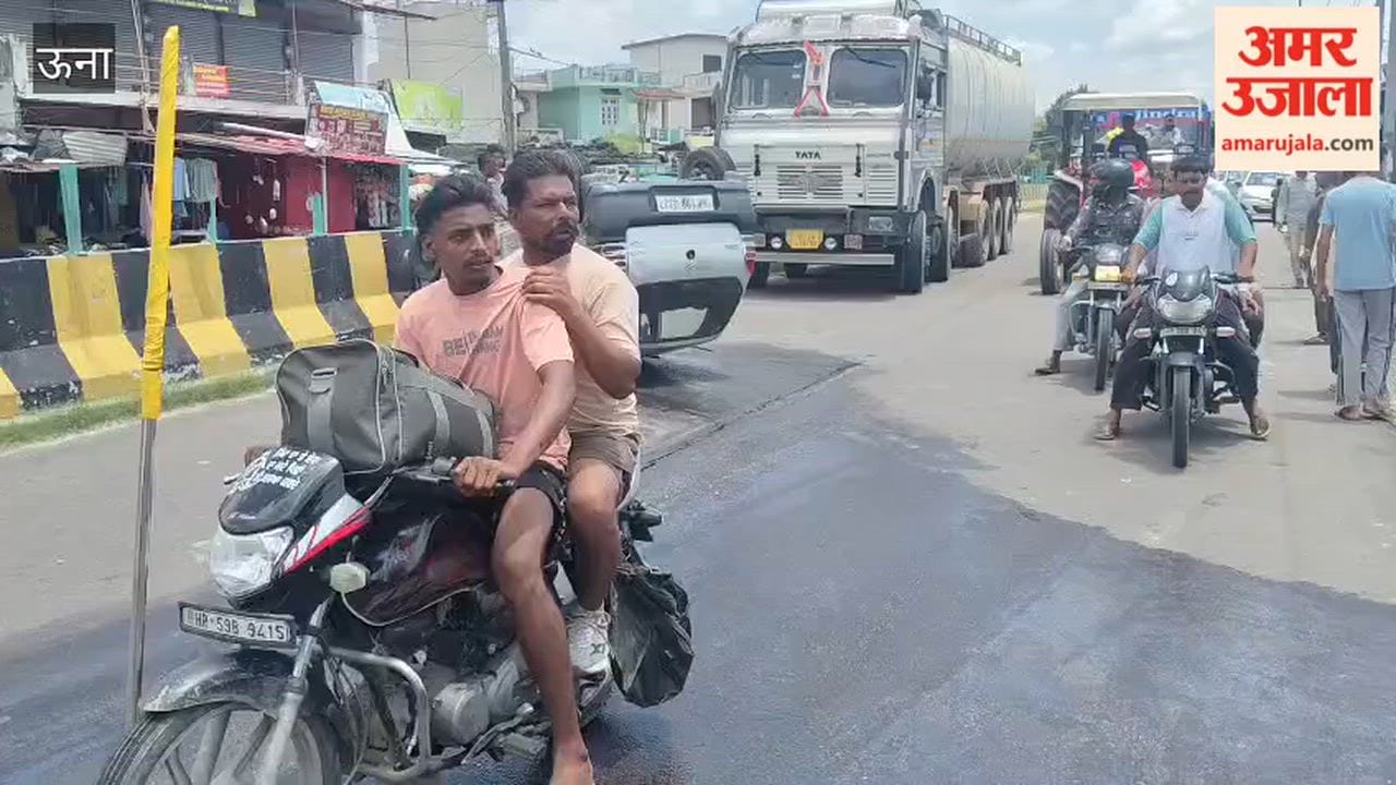 una jhalera chowk car overturn accident driver injured