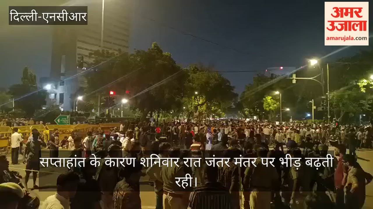 Crowd at Jantar Mantar swelled late at night.