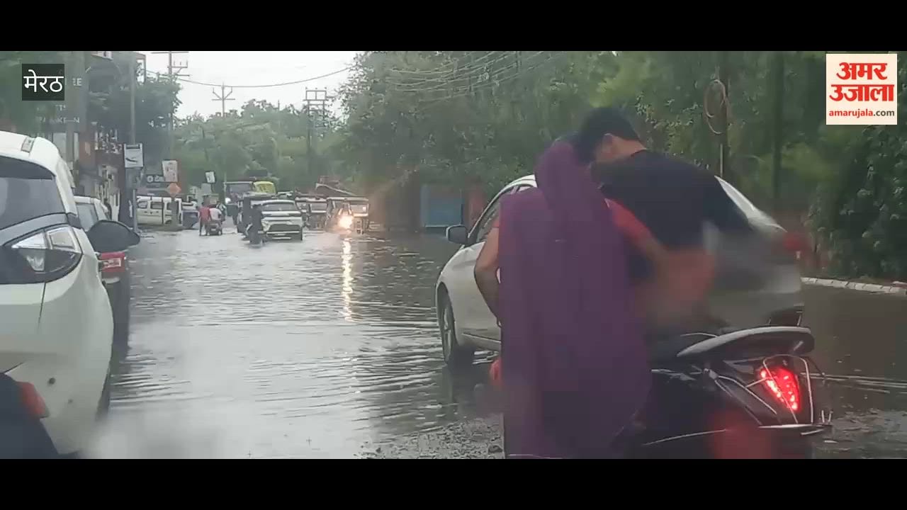 Meerut: Waterlogging on Gandhi Ashram Road causes inconvenience to motorists.