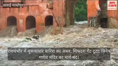 Impact of torrential rain in Ranthambore Mishra-Dhara Gate collapses; route to Trinetra Ganesh Temple closed