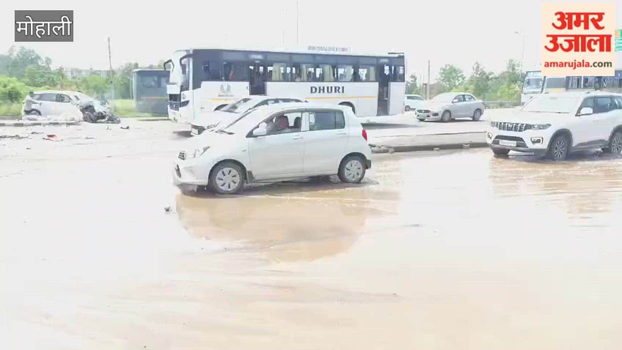 Bus hits car on Kharar-Ludhiana Road in Mohali; bus overturns into a ditch.