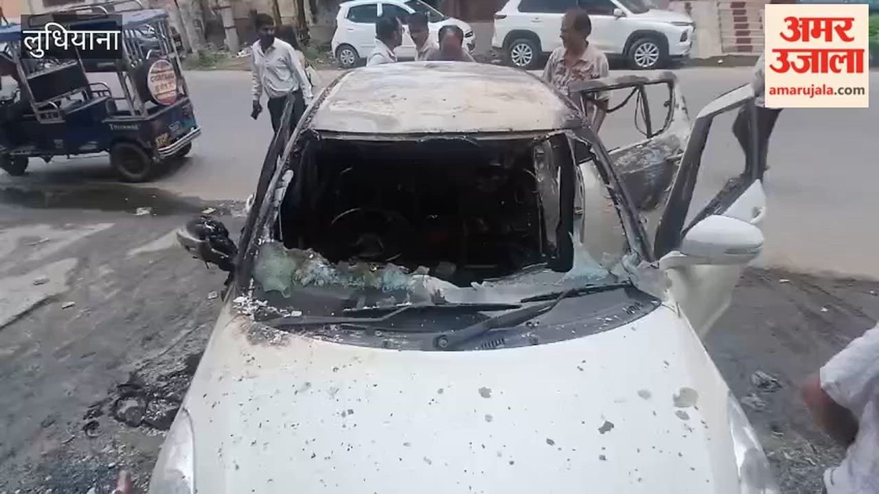 Miscreants set fire to a car parked outside a shop in Ludhiana.