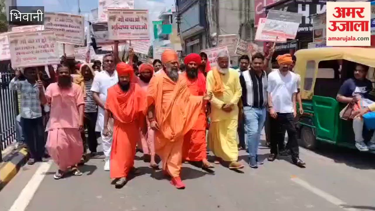 Hanuman Chalisa was recited outside the Bhiwani Mini-Secretariat to demand the status of 'Rashtramata' (Mother of the Nation) for the cow and a ban on cow slaughter.
