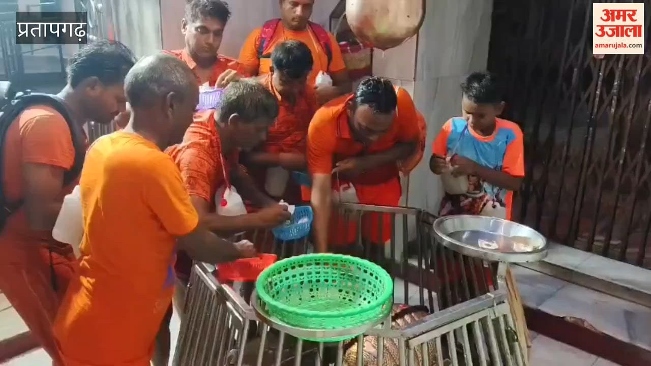 Kanwariyas and devotees arrived at the ancient Baba Belkharnath shrine for *Jalabhishek* on the first day of the month of Sawan.