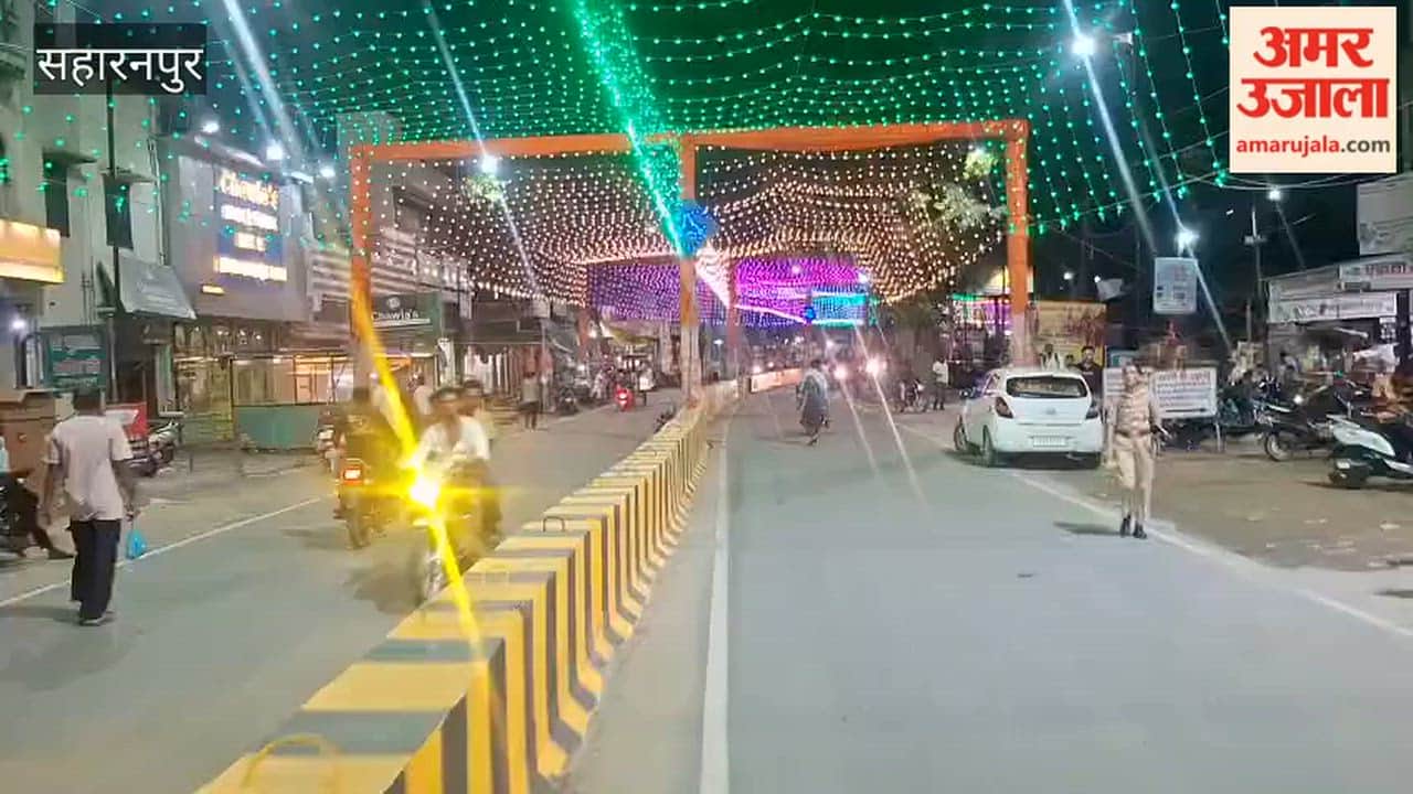 Colourful Lights Illuminate Kanwar Route in Sarsawa, Devotees Continue Despite Humid Weather
