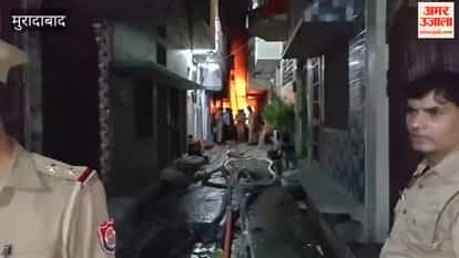 Massive fire at a candle warehouse in Moradabad; nearby houses evacuated