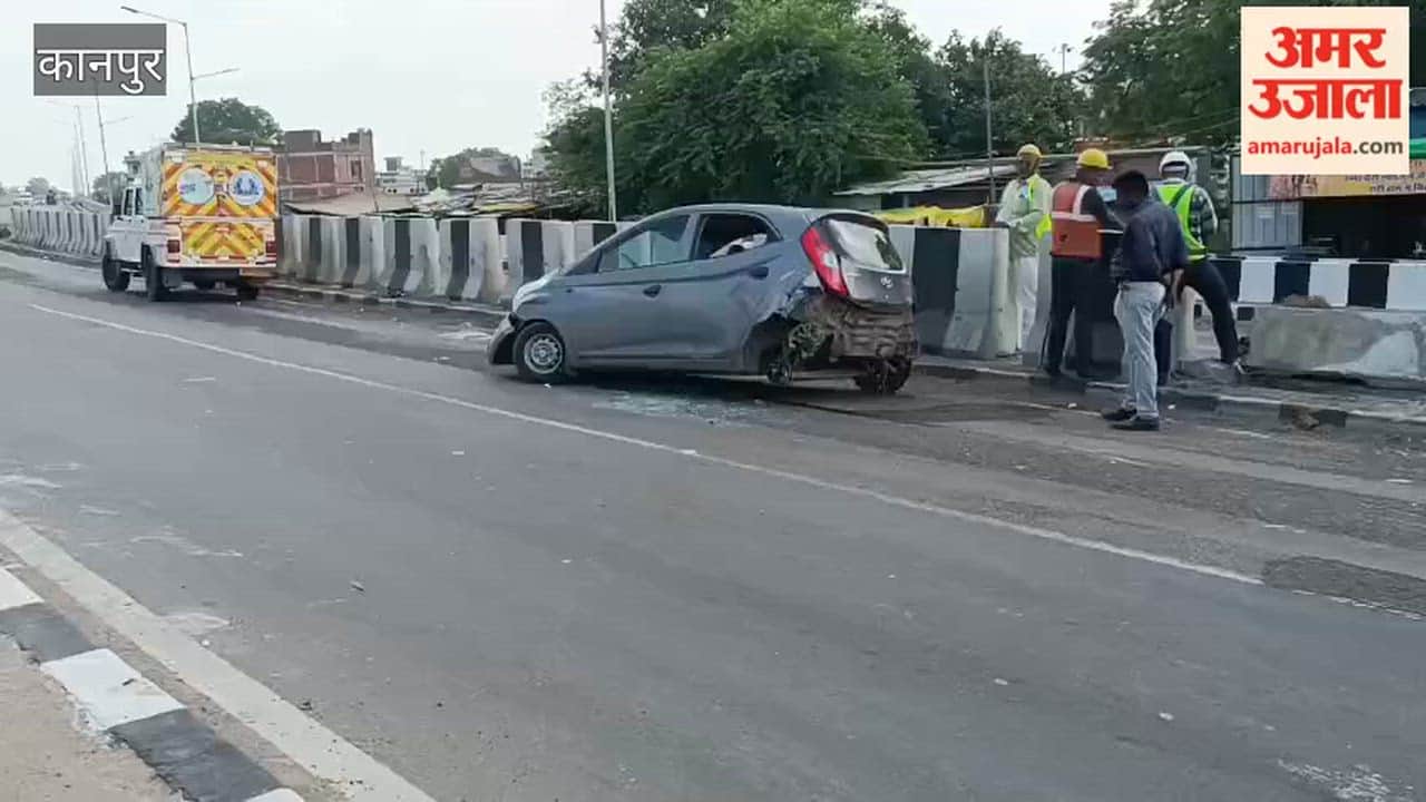 Kanpur: Family has a narrow escape in severe accident; car damaged