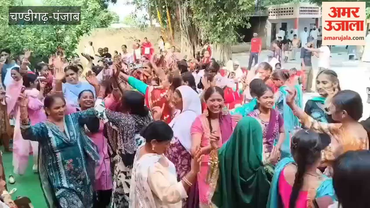 Women celebrated the Teej festival in Pandori village, Dharamkot.