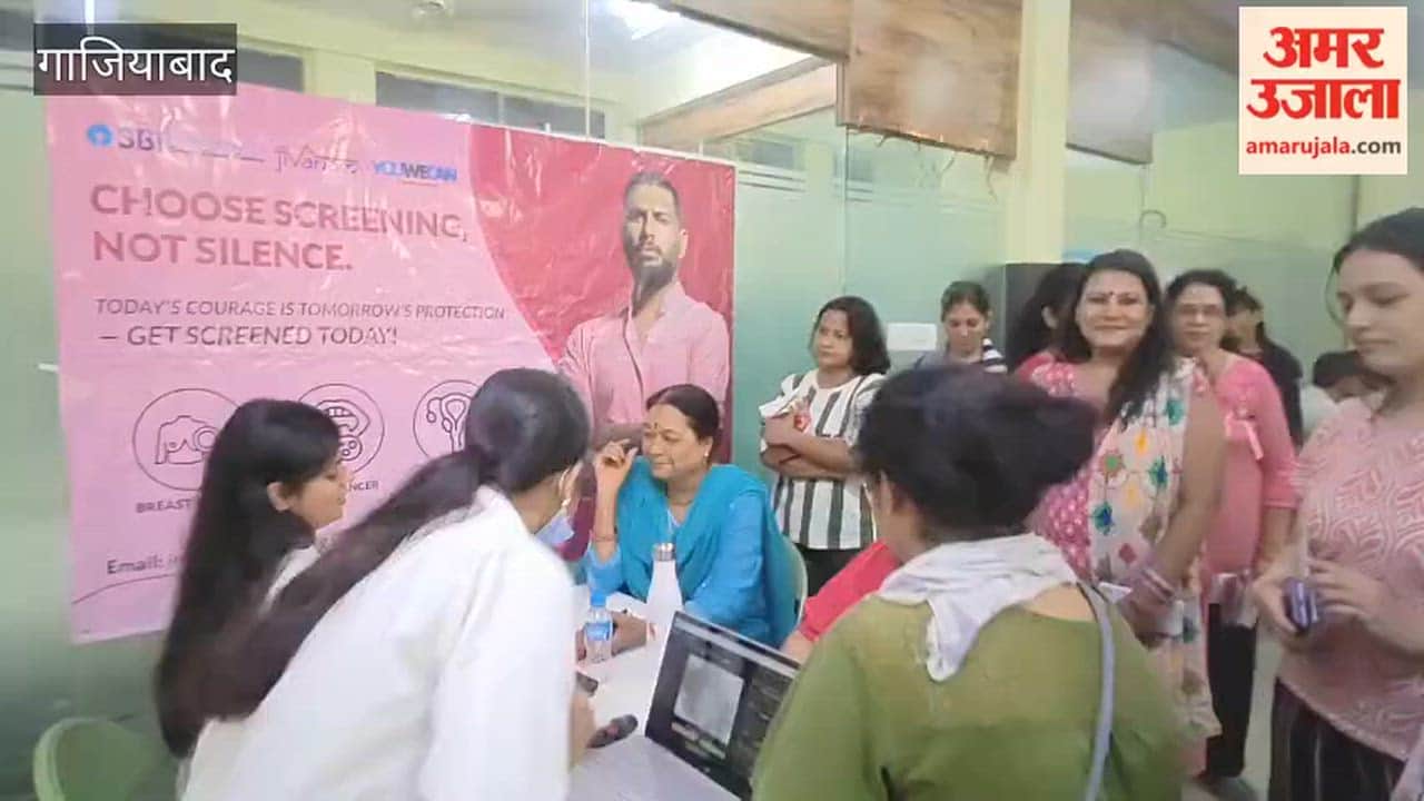Women undergoing screening at a free cancer screening and consultation camp in Ghaziabad