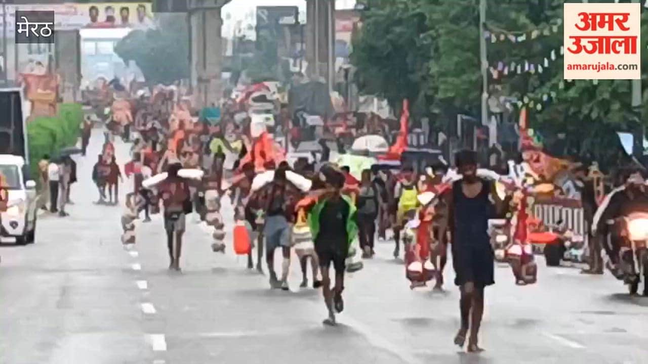 Meerut: Modipuram Highway Turns Saffron as Massive Kanwar Procession Passes Through